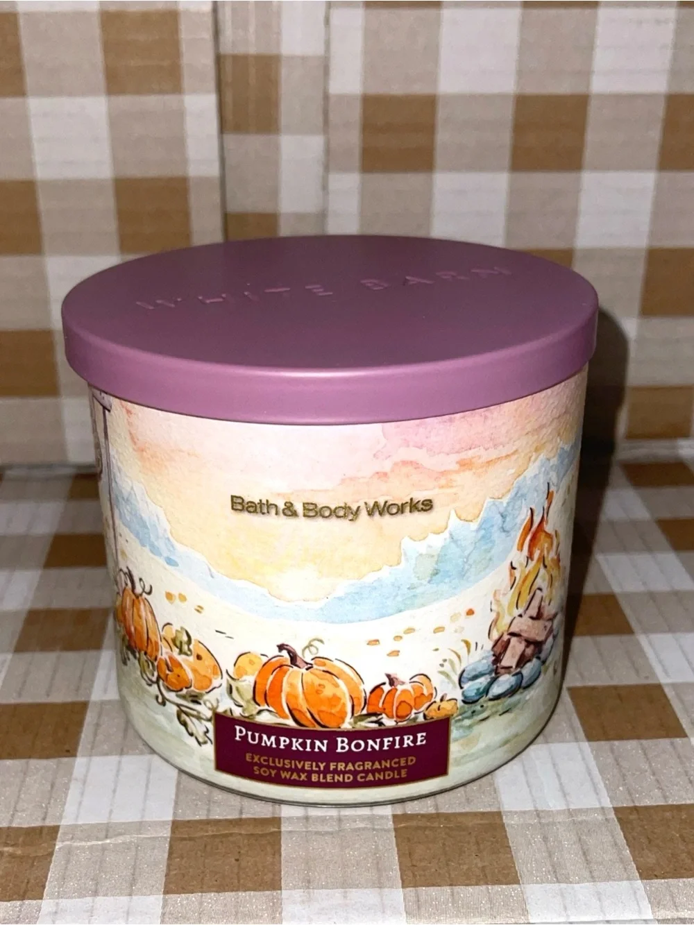 BATH & BODY WORKS PUMPKIN BONFIRE 3 WICK CANDLE